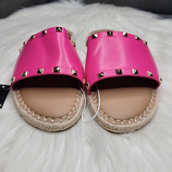 Torrid Hot Pink Faux Leather Studded Espadrille Slides Sz 9 EXTRA WIDE WIDTH - Picture 8 of 13